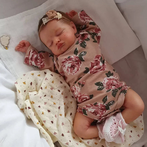 19" Sleeping Reborn Baby Doll Rosalie with Handmade 3D Painted Skin & Visible Veins