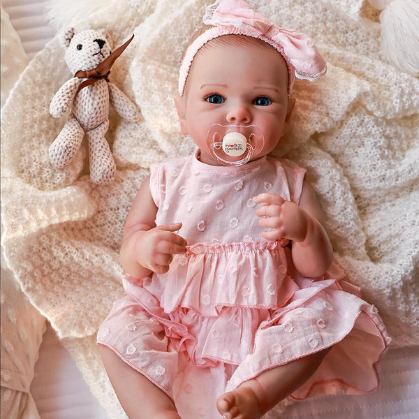 18" Full-Body Silicone Reborn Baby Girl Doll with Painted Hair & Realistic Newborn Details