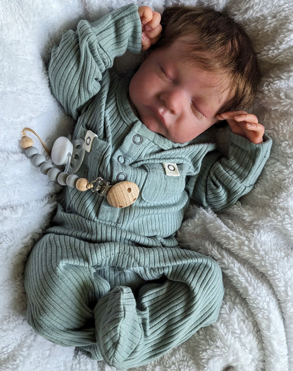 19" Realistic Reborn Baby Doll Levi with Soft Body & Hand-Rooted Hair